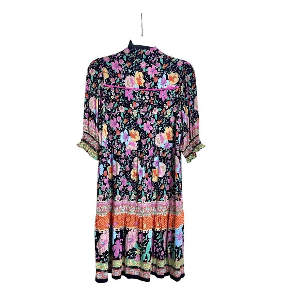 Umgee Floral Boho Multicolor Short Sleeve Casual Dress Size S - Picture 2 of 11